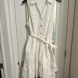 Draper James RSVP  Cream Sleeveless Sundress with Notched Collar